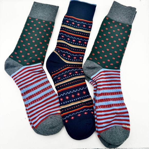 Bombas Men’s Dress Calf Socks ~ 3 Pairs Mixed Patterns Size L New Open Package - Picture 1 of 7